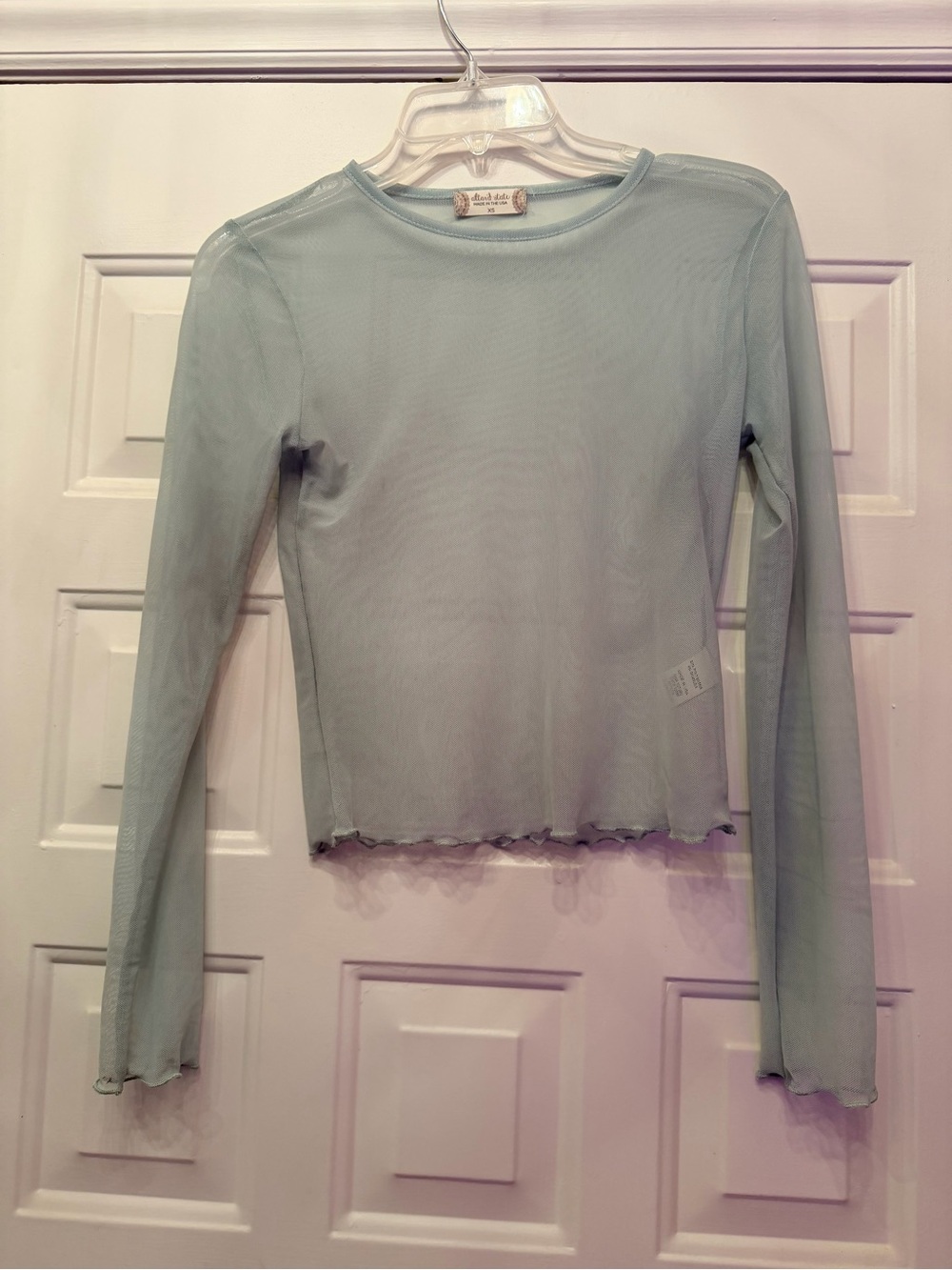Altar'd State Sheer Long-Sleeve Mesh Top - Sage